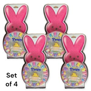 (4) Peeps 16 Press-On Nails w/ Nail Adhesive & Peeps Shaped Yellow Ring Easter